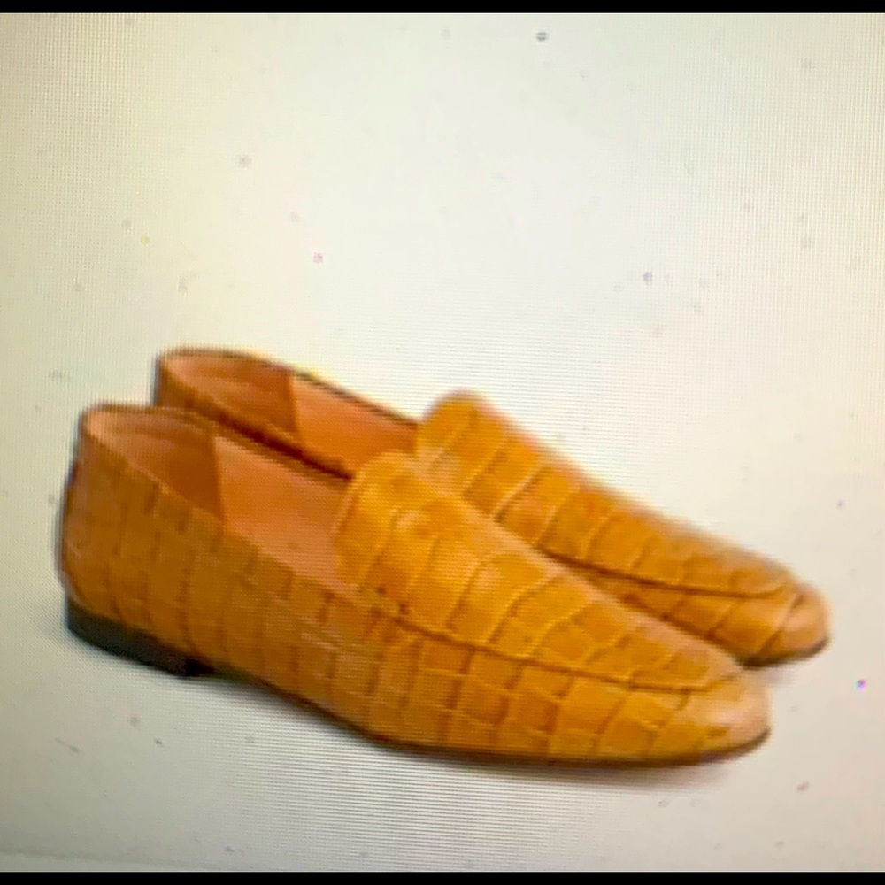 J Crew Croc Embossed lLeather Smoking Slipper NIB size 9